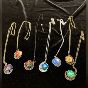 HAND PAINTED Double Moon Necklace by INDIANA ARTIST SUSAN OTTINGER One of Kind